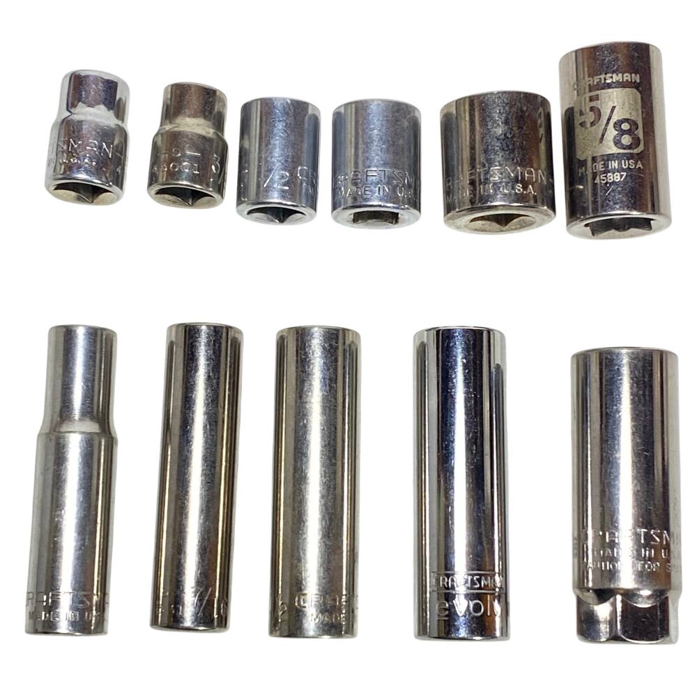 Craftsman 11 Pc Socket Set 1/4" 1/2" Drive 5/16-11/16” SAE 6-12 Pt Deep Shallow